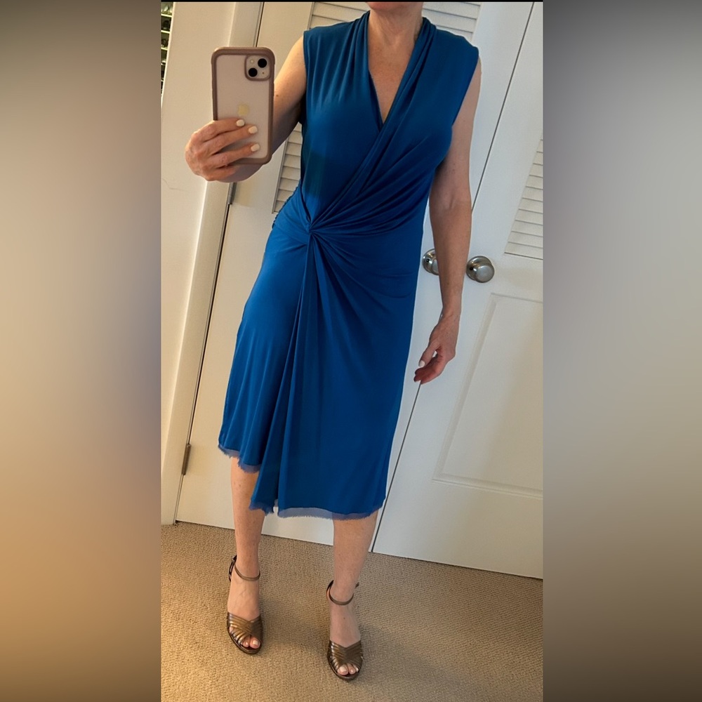 Kobi Halperin Blue Asymmetrical One Shoulder Cocktail Dress